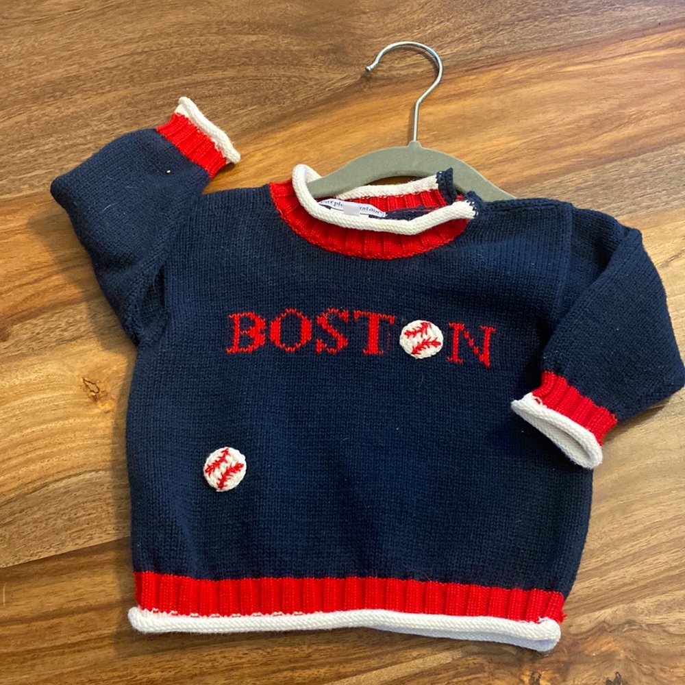 Boston Red Sox/baseball inspired knit sweater